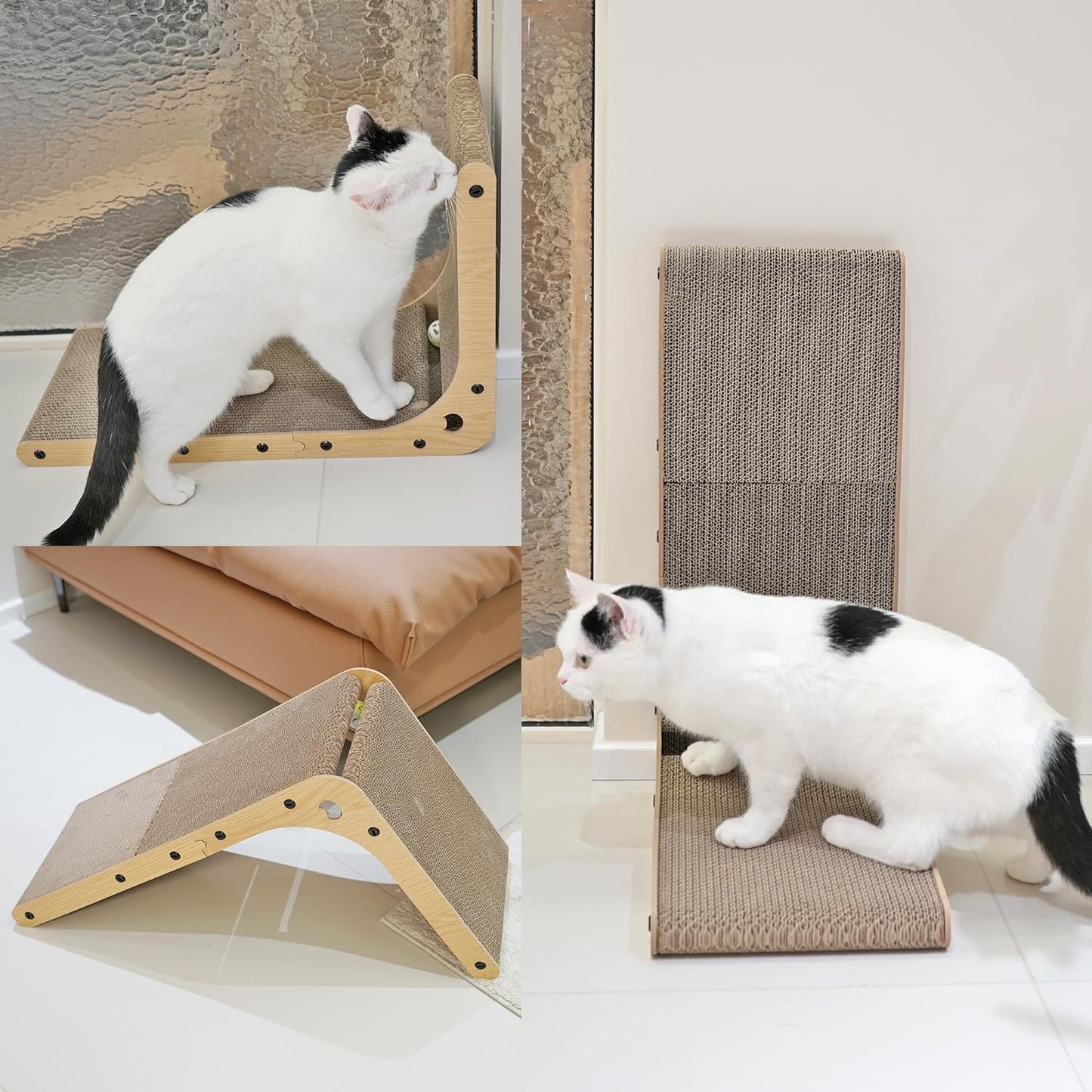 Floor Mounted Scratching Cardboard with Ball Toy