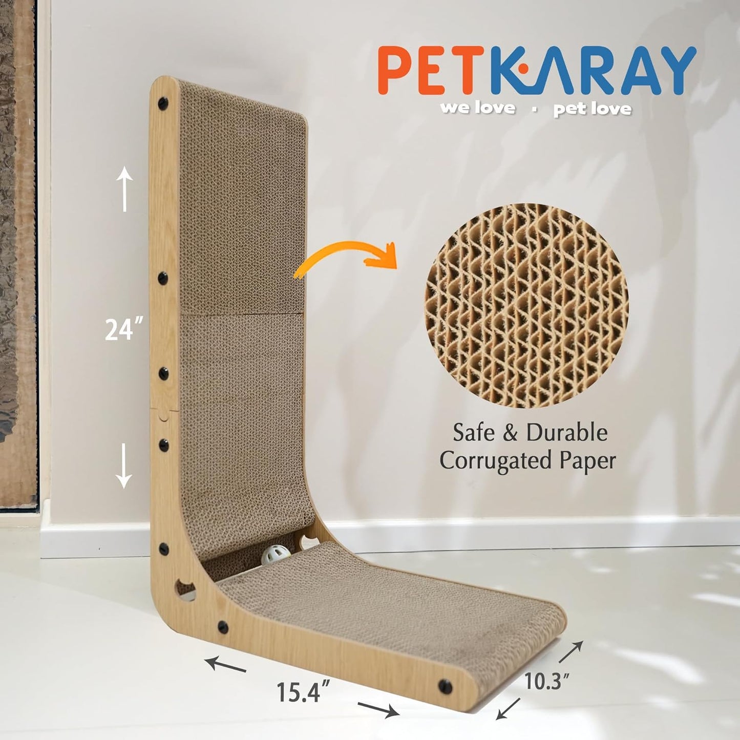 Floor Mounted Scratching Cardboard with Ball Toy