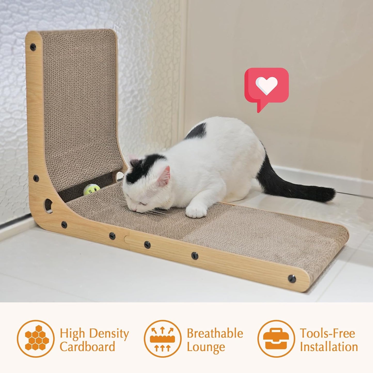 Floor Mounted Scratching Cardboard with Ball Toy