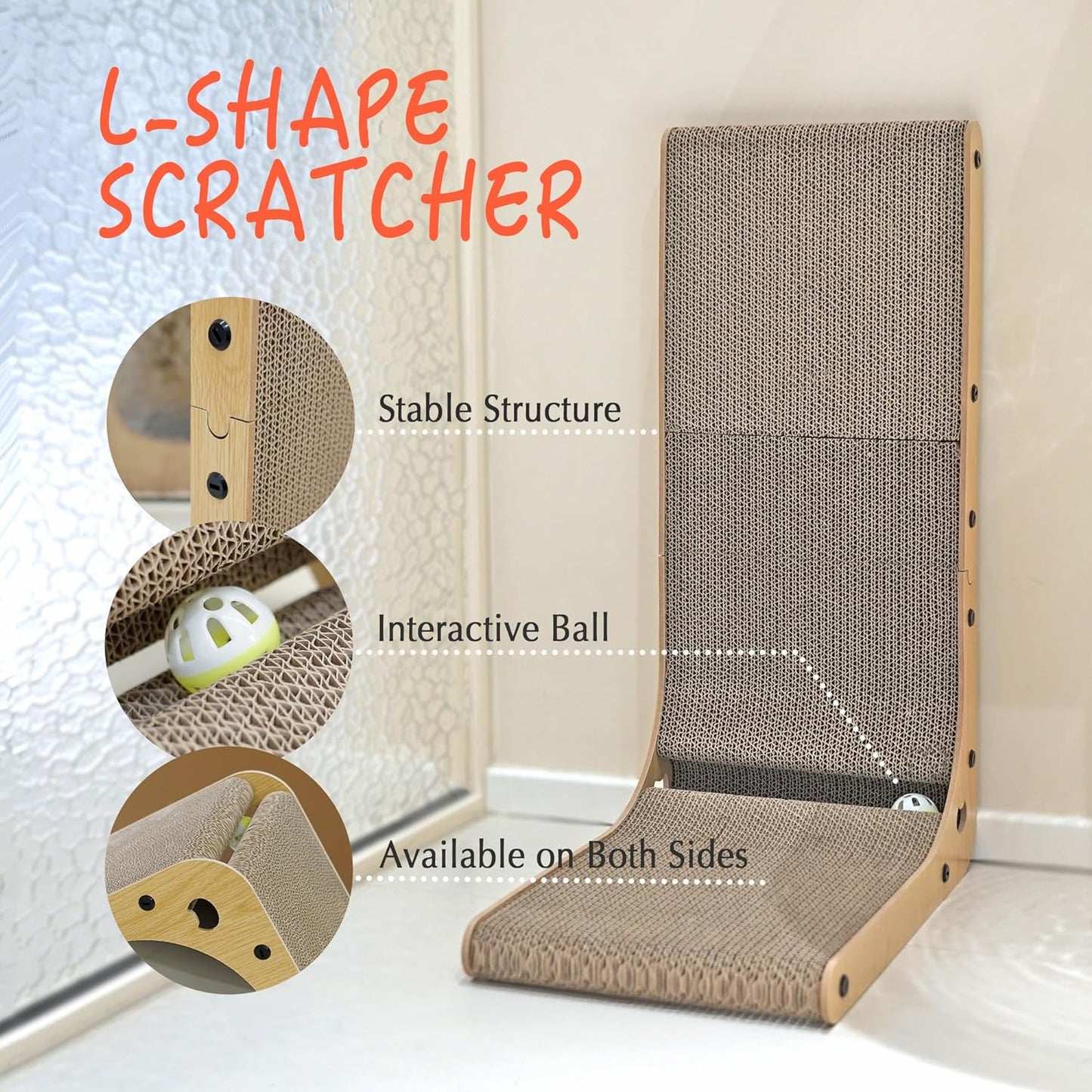 Floor Mounted Scratching Cardboard with Ball Toy