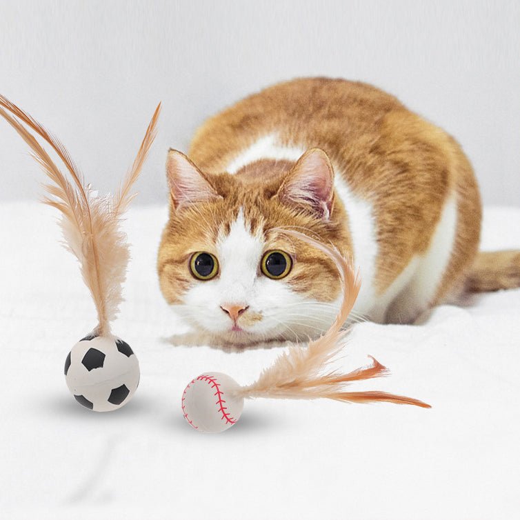 3 Interactive Feather Cat Balls – Fun Play & Exercise for Indoor Cats